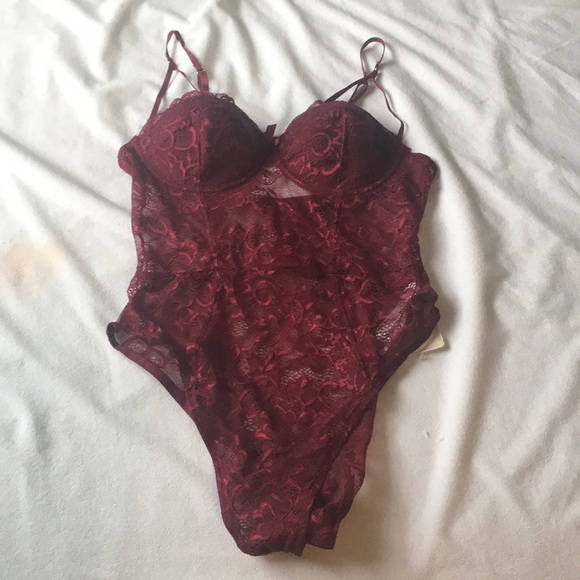 maroon lace bodysuit